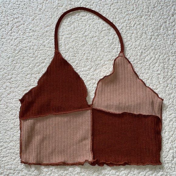 SHEIN Tops - 4/$24🦩 NWOT Patch Halter Top Lettuce Hem